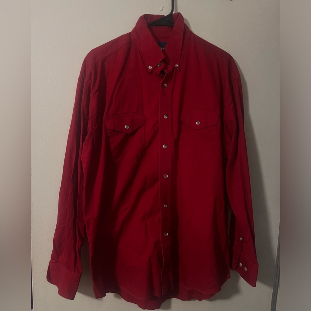 Wrangler Red Casual Button Down Shirt